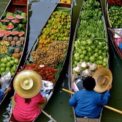 Damnern Saduak Floating Market, Grand Palace, Wat Phra Keo & Wat Pho