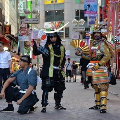 Samurai photo shooting at Street in Shibuya