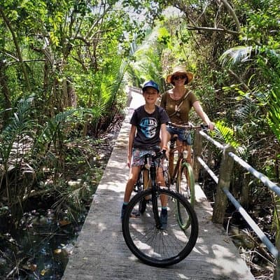 Family Bicycle Tour in the Green Oasis of Bangkok on Bamboo bikes