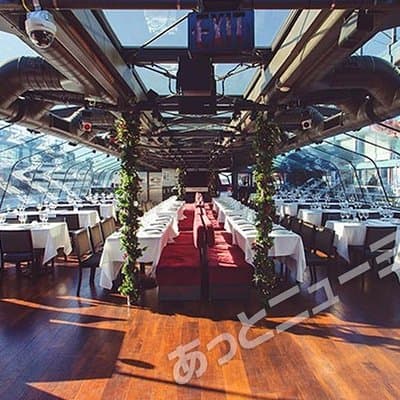 JAPANESE guided tour! Bateaux Dinner Cruise tour with hotel transportation. The best way to enjoy the Manhattan night view from the river & sea. Full course French dinner, live band music included. 4