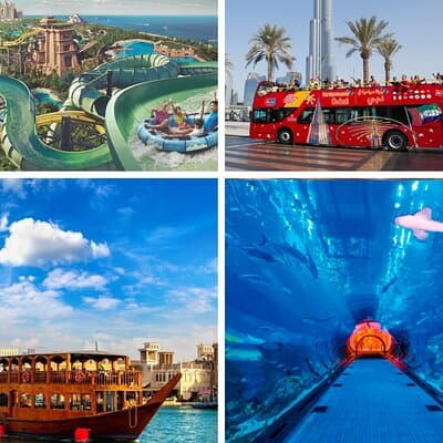 City Sightseeing Dubai HOHO Bus Tour, Dhow Cruise & Aquaventure