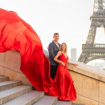 Private Flying Dress Photoshoot Experience by the Eiffel Tower
