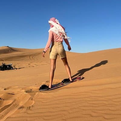 Morning Red Dune Desert Safari Camel Ride and Sandboarding 5