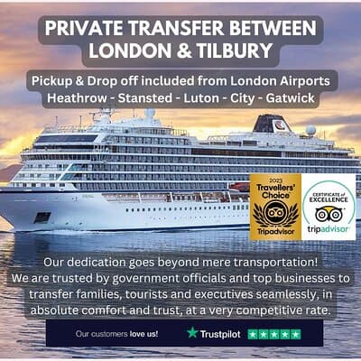 Private Transfer between London & Tilbury Cruise Terminal / Hotel