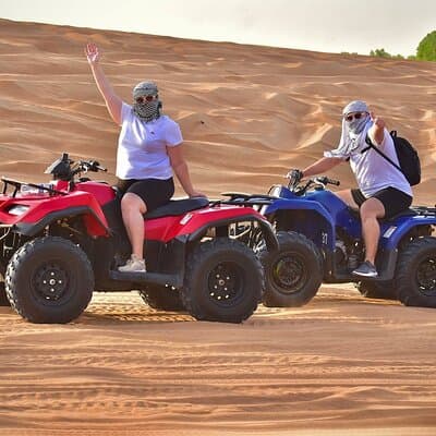 Dubai Desert Safari with Quad Bike, Camel Ride, Sandboard and BBQ