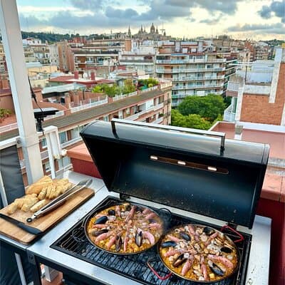 BBQ Paella in a Penthouse Terrace in Barcelona with a Chef