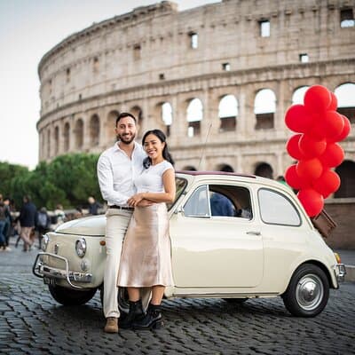 Rome Pro Photoshoot service include free transport FIAT 500 2