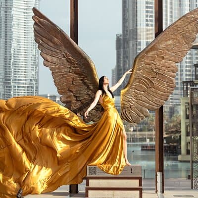 Dubai Burj Khalifa Flying Dress Photoshoot