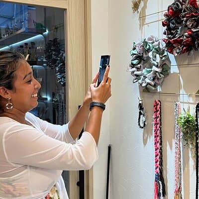 Handmade wreath experience using tatami mat edges in Tokyo 4