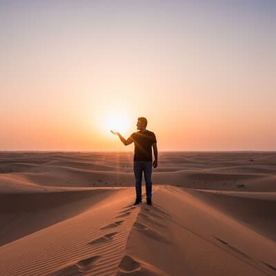 Dubai Sunset Desert Safari, sandboarding & camels with transfers 4