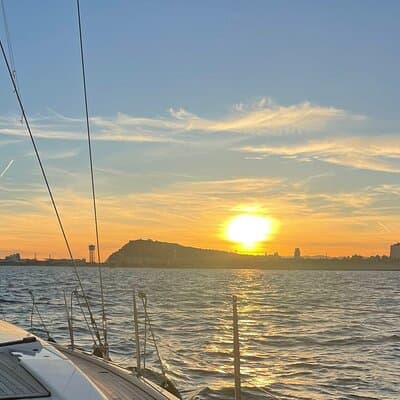 Sunset On A Luxury Sailboat From Port Olimpic