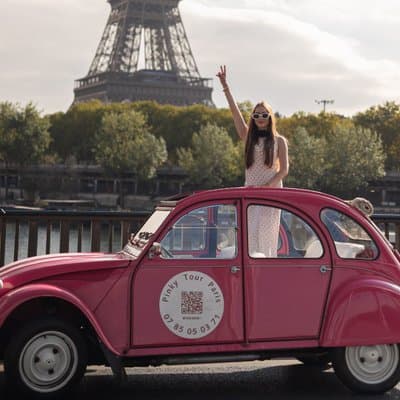 Emily in Paris Tour - in a Pink Citroƫn 2cv