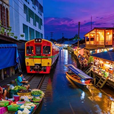 Private Maeklong Amphawa Floating Market Fireflies Evening Tour