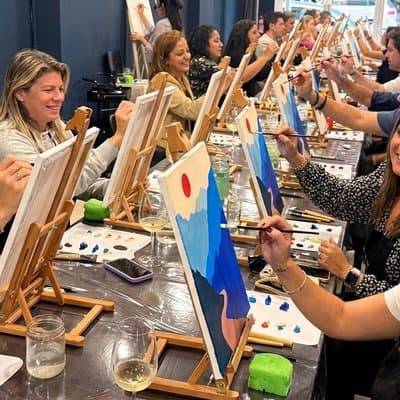 Paint & Wine Workshop in Barcelona in creative studio 2