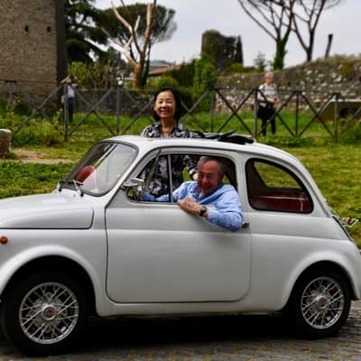 Catacombs, Appian way, Roman Wall, Aqueducts, in a Fiat500